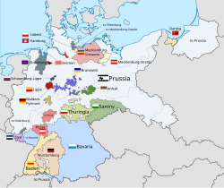 The states of the Weimar Republic in 1925, with the Free State of Prussia as the largest
