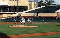 Jake Thompson pitches for the GCL Tigers against the GCL Blue Jays in September 2012