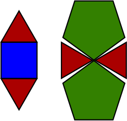 Nets of a lune (left) and a partial rotunda (right)