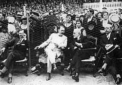 Fltr: Gral. José Uriburu, Lisandro de la Torre, and Leopoldo Lugones attending a match at the stadium in 1931