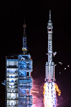 Launch of Shenzhou 13 by a Long March 2F rocket
