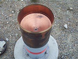 The exterior of a tipping bucket rain gauge