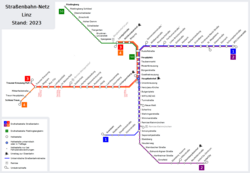 Route network of the Linz tramway