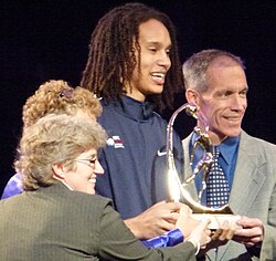 Brittney Griner accepting an award