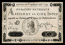 An Assignat for 5 livres (1791)