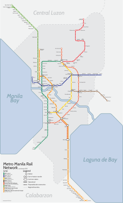 System map of the Metro Manila railway system.