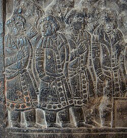 Ethnic Han were banned from forming relationships with Sogdians, depicted here on the Anyang funerary bed, circa 567/573.