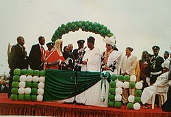 Gbenga Daniel taking the oath of office as the Governor of Ogun state in 2003.