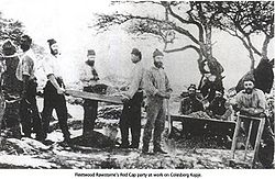 Fleetwood Rawstorne's "Red Cap Party" of prospectors on Colesberg Kopje