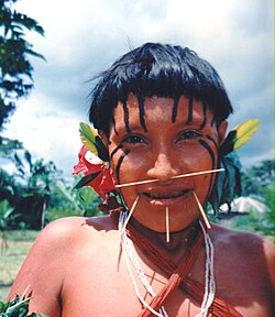 A Yanomami girl at Xidea, Brazil in August 1997