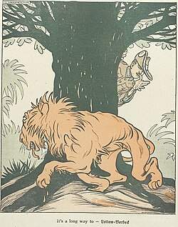 Cartoon showing Lettow-Vorbeck eluding the British lion in East Africa (1918)