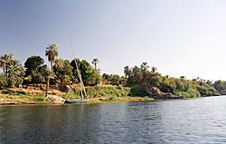 Western view of the isle of Elephantine, Egypt, where the Elephantine papyri and ostraca were found.