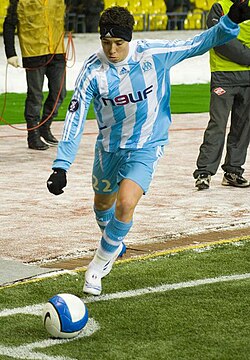 Nasri taking a corner during his time with Marseille