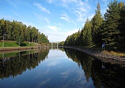 Saimaa Canal, a transportation canal between Finland and Russia, in Lappeenranta