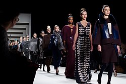 Haute couture fashion models on the catwalk during New York Fashion Week