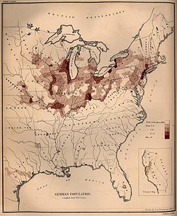 German population density in the United States, 1872