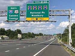 I-295/US 130 northbound at the CR 631/CR 640/CR 642/CR 644 exit in West Deptford Township