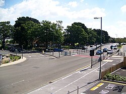The Woodbury Roundabout entrance to the Castlepoint Shopping Centre on the A3060 road.