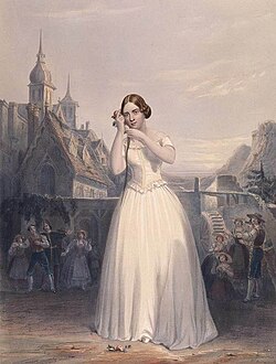 The 19th century singer Jenny Lind depicted performing La sonnambula
