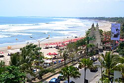 Kuta Beach is a popular tourist spot.