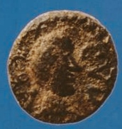 A Vandal-period coin found in Sardinia depicting Godas. Latin legend: REX CVDA.
