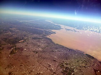 The Buenos Aires Metropolitan Area runs along the southern coast of the Río de la Plata.
