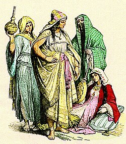 Early costumes of (Free) Arab women; It can provide clues in understanding some of the Quranic Urf related emphases such as ma'ruf and munkar as well as sunnah and bid'a on favored female dressing.[u][v]