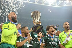 The Palmeiras squad with the Campeonato Paulista trophy