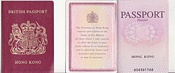 A British passport for a BDTC with connection with Hong Kong