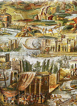 A detail of the Nile mosaic of Palestrina, showing Ptolemaic Egypt c. 100 BC