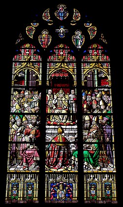 Window in Domalain, Brittany, showing the Proclamation of Papal Infallibility