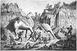 1861 illustration by Eugène Flandin of excavations of the ruins of Dur-Sharrukin