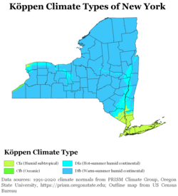 The Köppen climate classification of New York