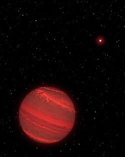 Artist's impression of a super-Jupiter around the brown dwarf 2M1207.[15]