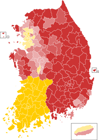 Districts won by■ – Park Geun-hye■ – Moon Jae-in