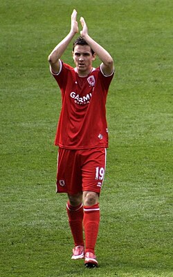 Downing playing for Middlesbrough in 2008