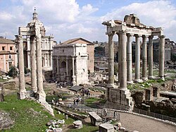 The Roman Forum, the commercial, cultural, and political centre of the city and the Republic, which housed the various offices and meeting places of the government