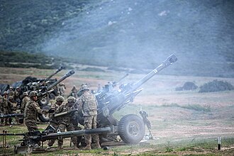 US Artillery Live Fire Exercise in Capo Teulada 2015 during NATO exercise Trident Juncture