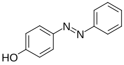 Chemical structure of Solvent Yellow 7, an orange colored azo dye.