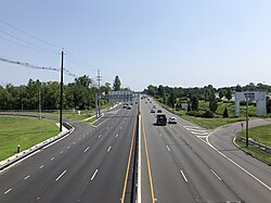 View north along U.S. Route 1 at the Quaker Bridge Mall in Lawrence Township.