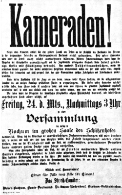 "Comrades!" Advertisement of a meeting, miners' strike of 1889.