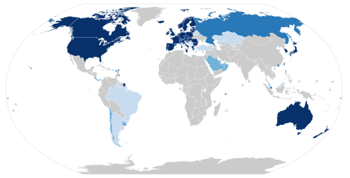 Comparison of countries by their level of development (six criteria: HDI, WESP, WB, DAC, IMF, Paris Club) 4+ criteria 3 criteria 2 criteria 1 criterion