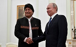 Evo Morales meeting with Russian President Vladimir Putin in 2019