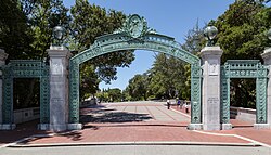 Sather Gate, connecting Sproul Plaza to the inner campus, was a center of the Free Speech Movement.