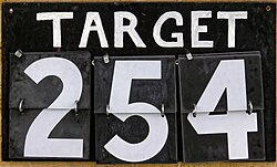 The final innings of the match generally ends when the batting team either scores the winning runs (known as reaching its target score) or runs out of "resources" (either losing 10 wickets or running out of time/overs to bat) and thus can not win.