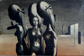The Conspirators by Colin Middleton (1942), the Irish Surrealist's response to the Belfast Blitz