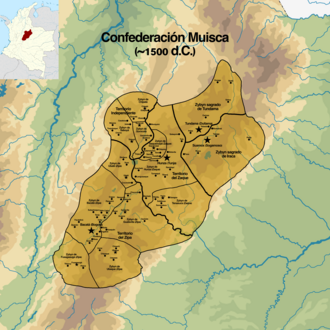 Territory of the Muisca Confederation;Showing the Zipa, Zaque, and Independent territories