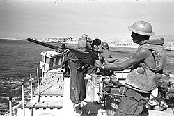 An Israeli gunboat passes through the Straits of Tiran near Sharm El Sheikh.