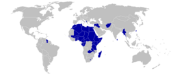 Countries that boycotted the 1976 Summer Olympics (shaded blue)