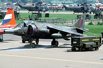 Harrier, a type flown by Squire during the Falklands War.